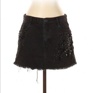 NEW FREE PEOPLE Black Denim Mini Skirt (Size 2)